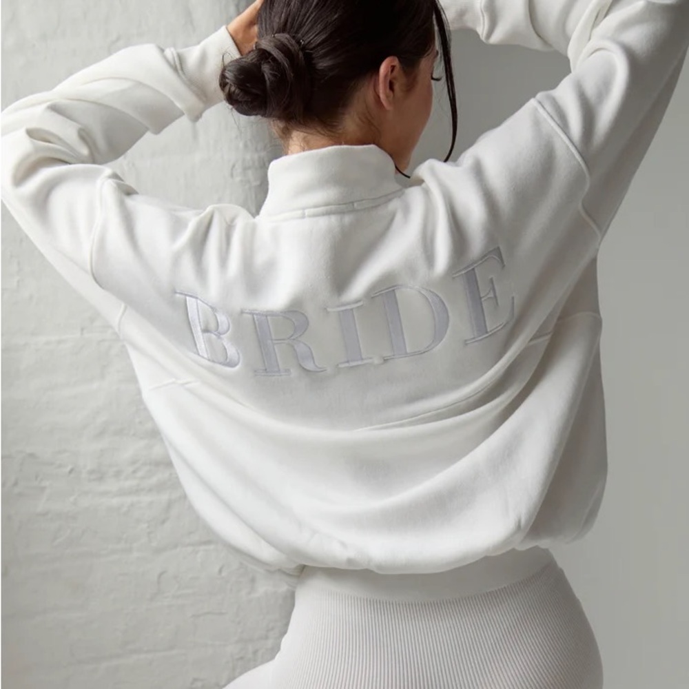 Six Stories Bride Statement Quarter Zip Sweatshirt - White